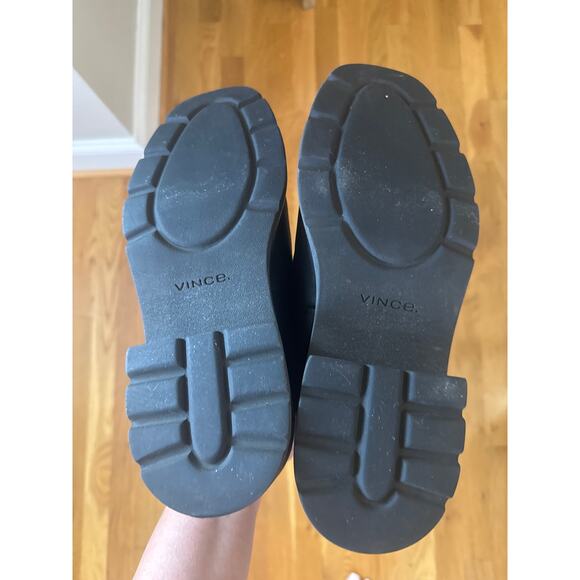 Vince Womens Robin Apron Toe Leather Black Chunky Lug Sole Penny Loafers Sz 8 - Picture 8 of 8